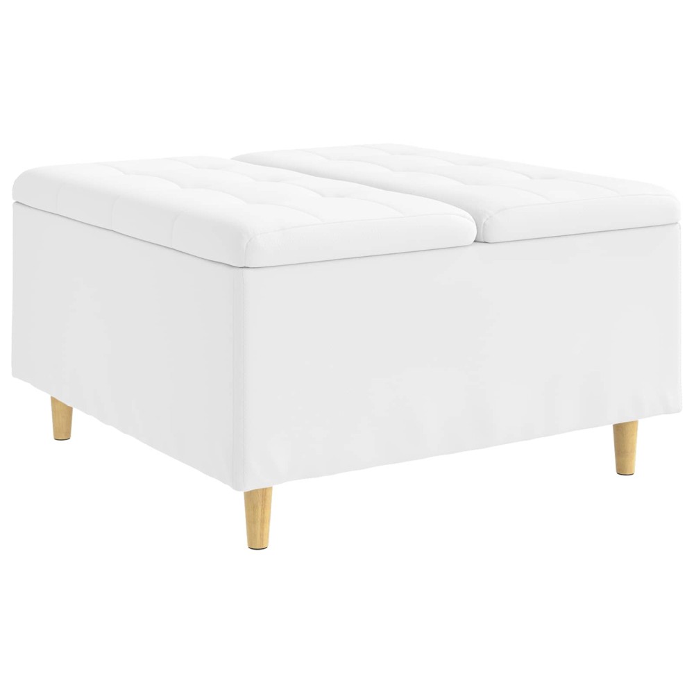 vidaXL Οθωμανικό αποθήκευσης Λευκός 80 x 80 x 45 cm Τεχνητό δέρμα