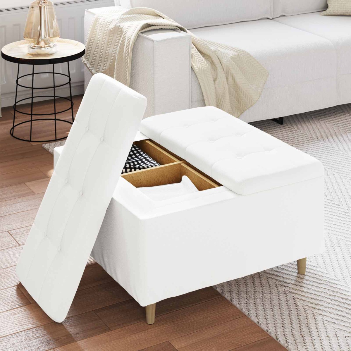 vidaXL Οθωμανικό αποθήκευσης Λευκός 80 x 80 x 45 cm Τεχνητό δέρμα