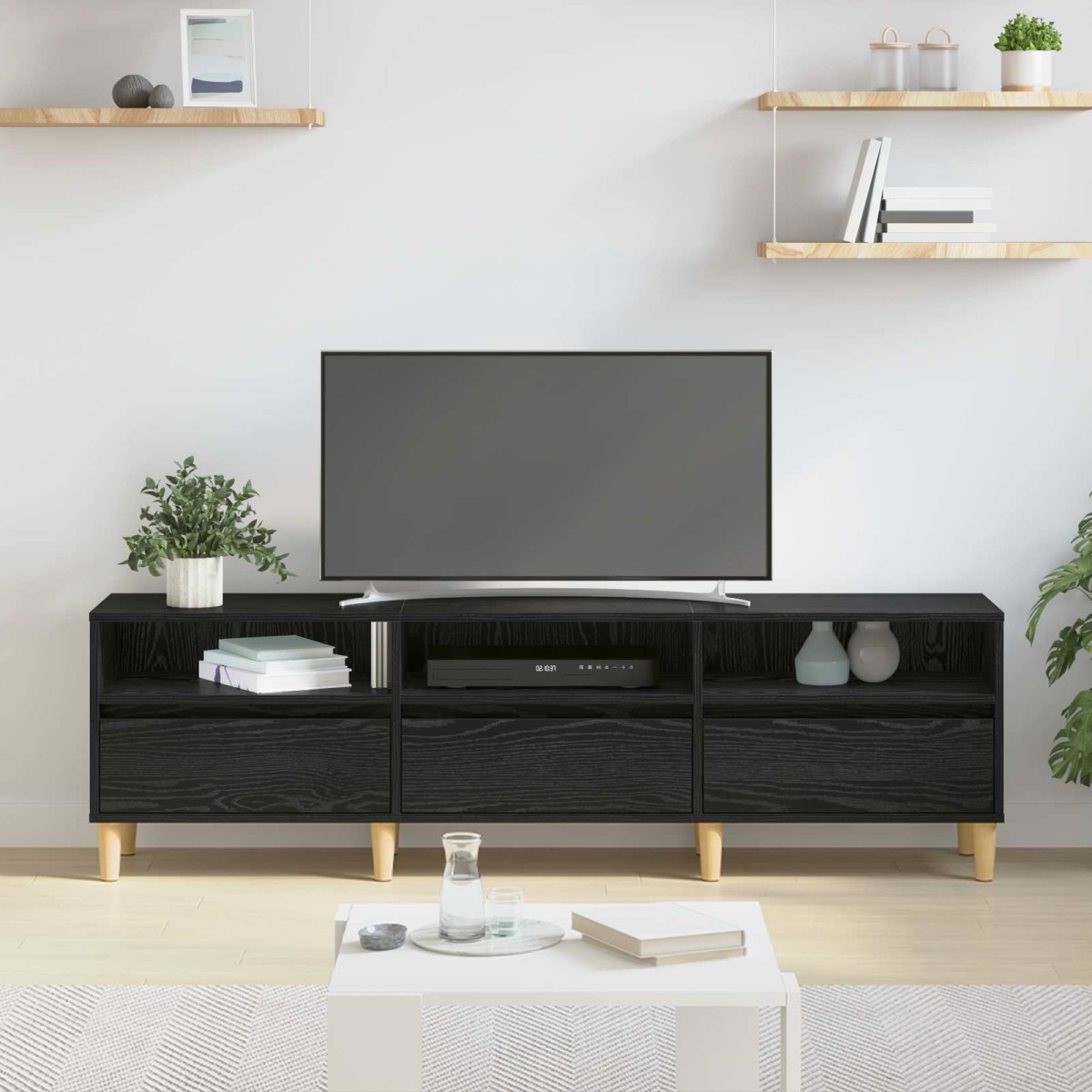 vidaXL Ντουλάπι TV 150 x 30 x 45 εκ Μαύρη Οξυά Επεξεργασμένο Ξύλο