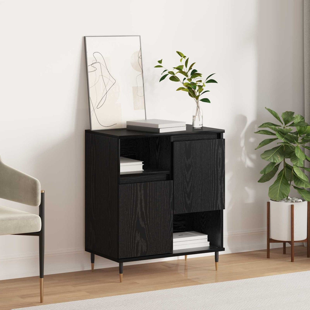 vidaXL Πλαϊνό γραφείο Μαύρη Οξυά 60 x 35 x 70 cm