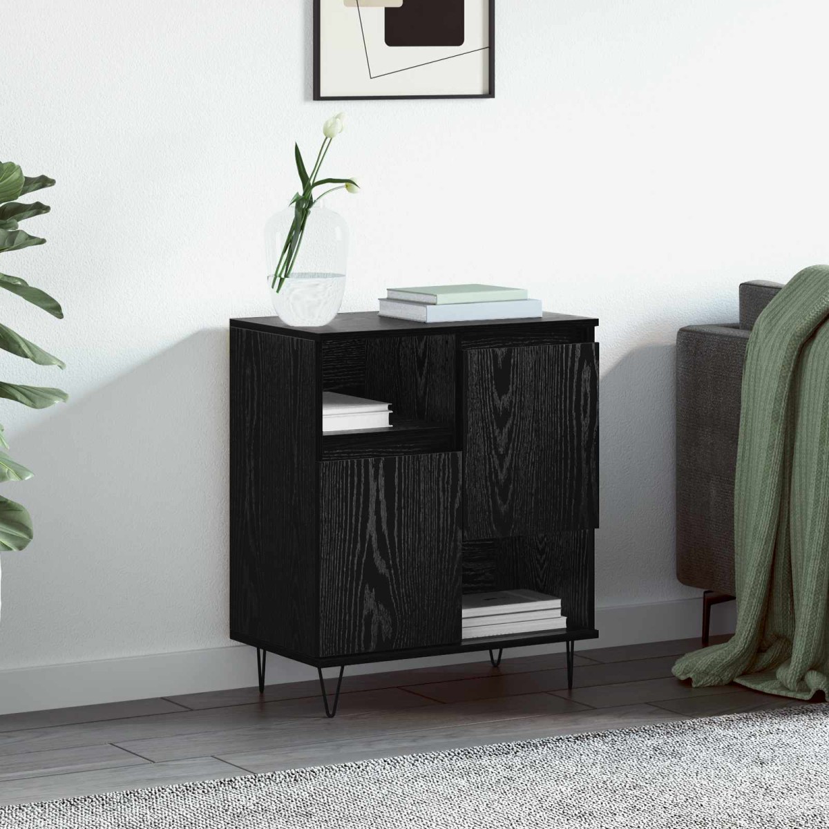 vidaXL Πλαϊνό γραφείο Μαύρη Οξυά 60 x 35 x 70 cm