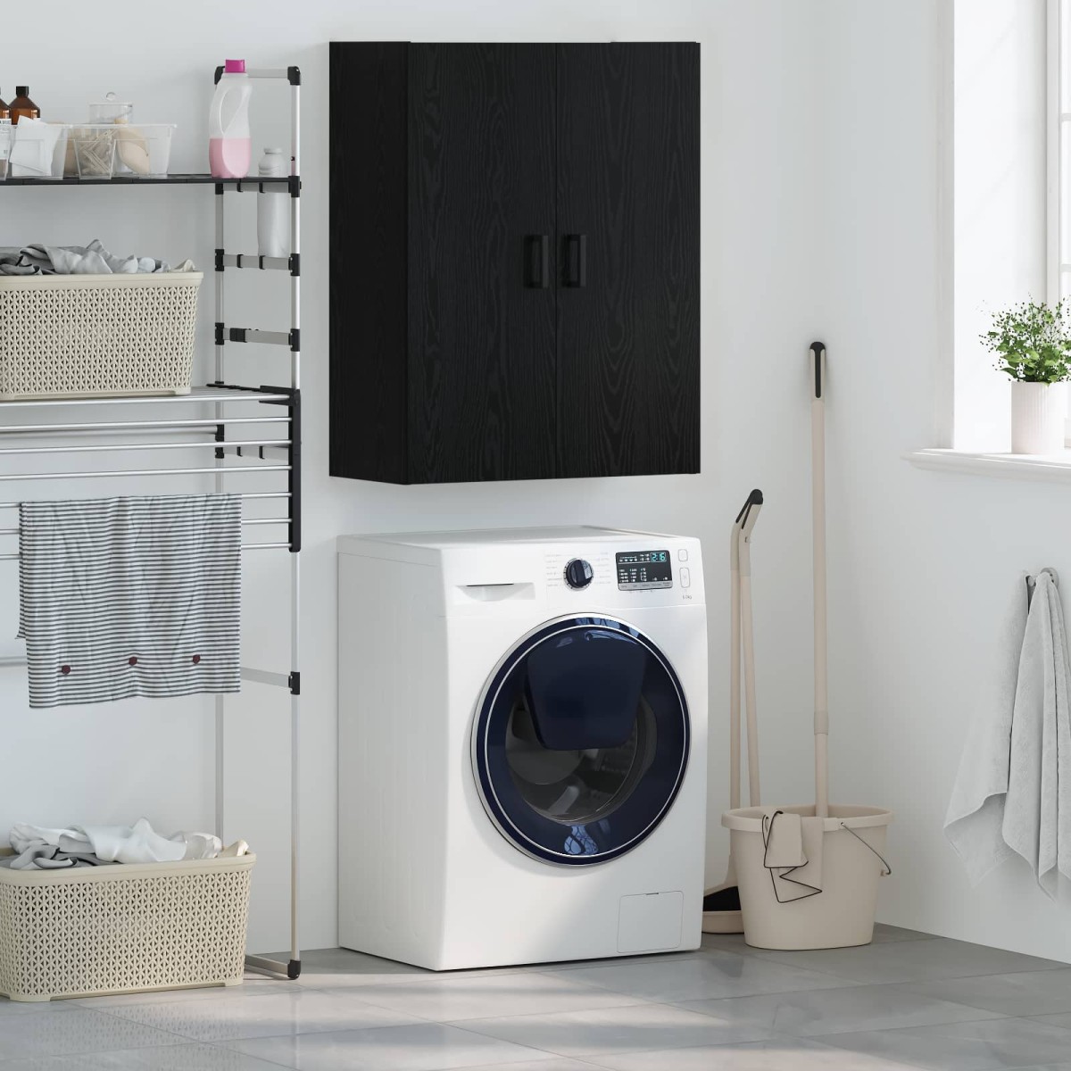 vidaXL Ντουλάπα Τοίχου Μαύρη Οξυά 69,5 x 34 x 90 εκ.