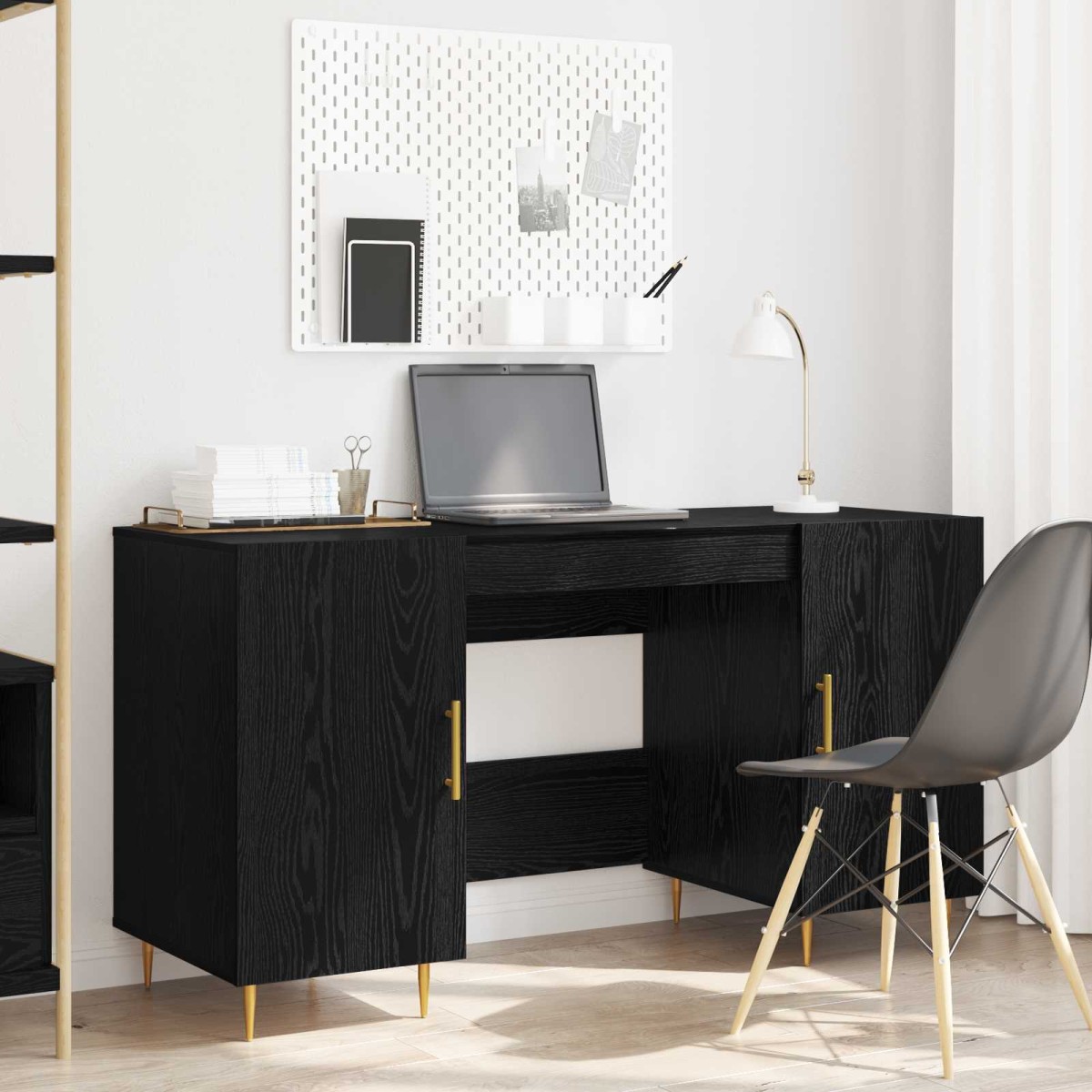 vidaXL Γραφείο Μαύρη δρυς Επεξεργασμένο ξύλο 140 x 50 x 75 εκ.