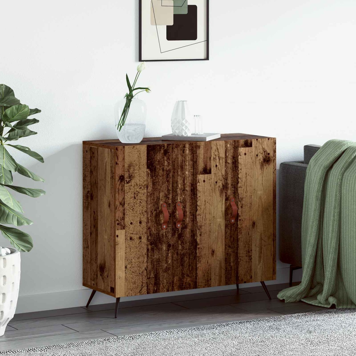 vidaXL Πλαϊνό γραφείο Παλιό ξύλο 89,5 x 34 x 80 εκ. Επεξεργασμένο Ξύλο