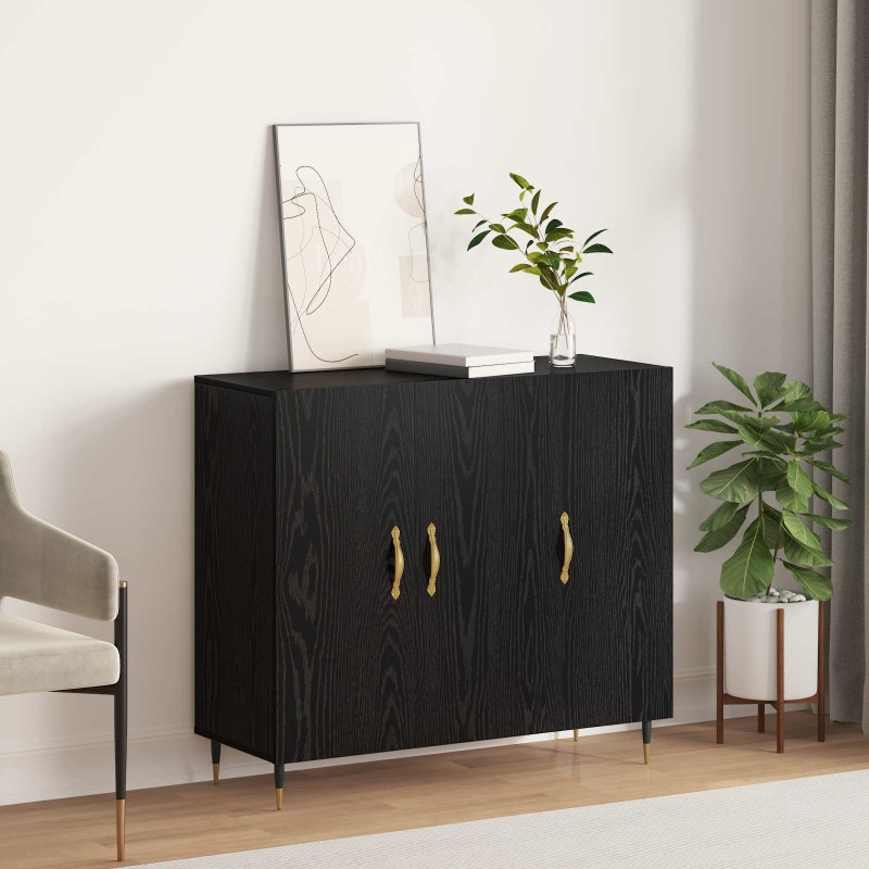 vidaXL Πλαϊνό γραφείο Μαύρη Οξυά 90 x 34 x 80 εκ. Επεξεργασμένο Ξύλο