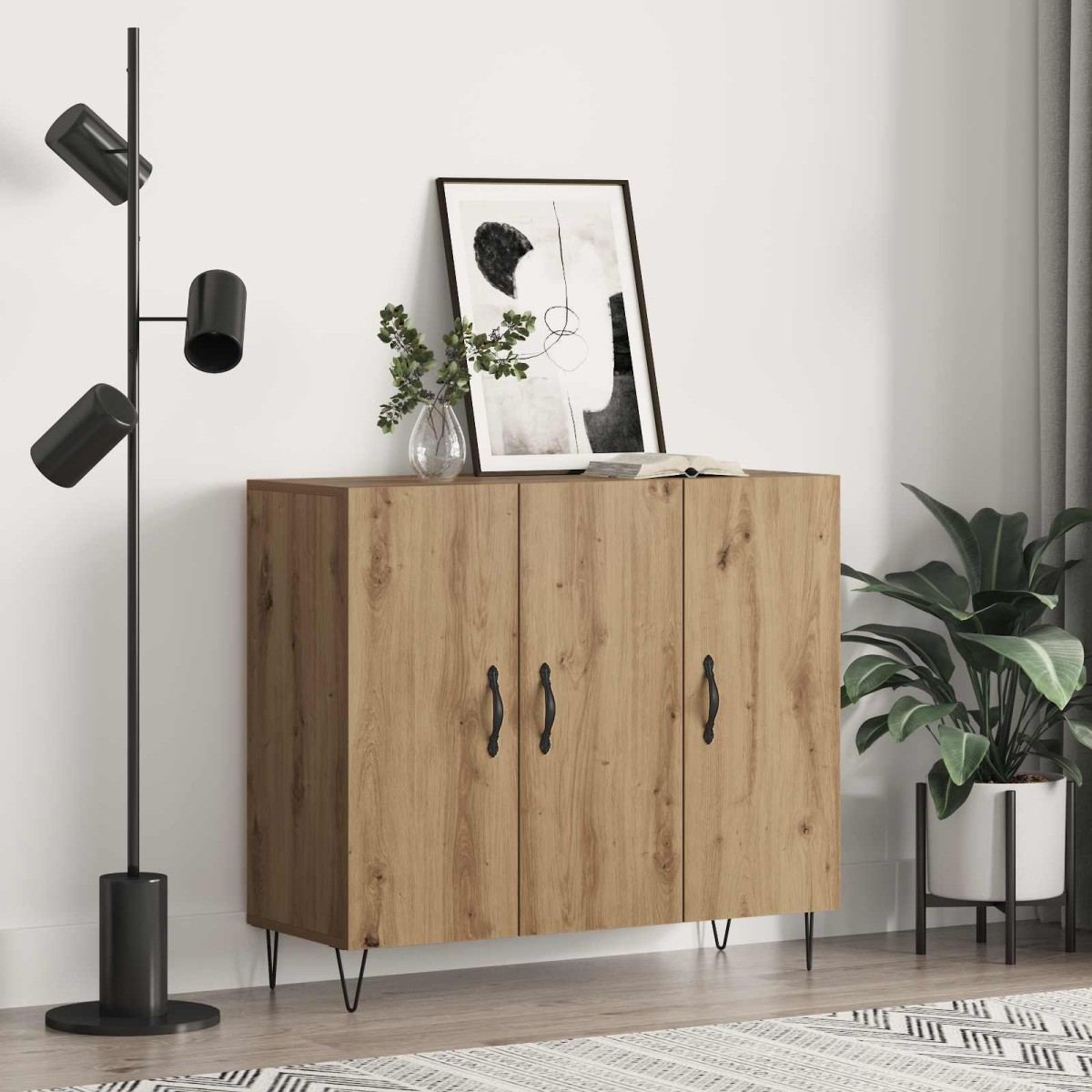 vidaXL Πλαϊνό γραφείο Artisan Oak 90 x 32,5 x 80 εκ Επεξεργασμένο Ξύλο