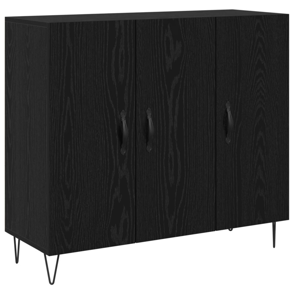 vidaXL Πλαϊνό γραφείο Μαύρη Οξυά 90 x 32,5 x 80 εκ Επεξεργασμένο Ξύλο