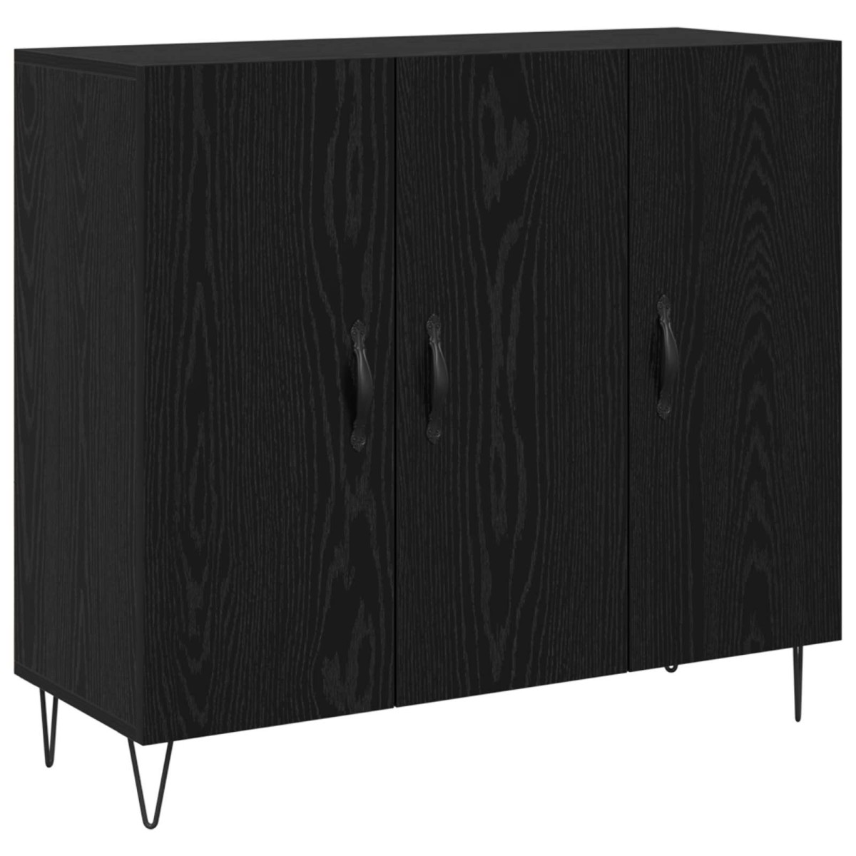 vidaXL Πλαϊνό γραφείο Μαύρη Οξυά 90 x 32,5 x 80 εκ Επεξεργασμένο Ξύλο