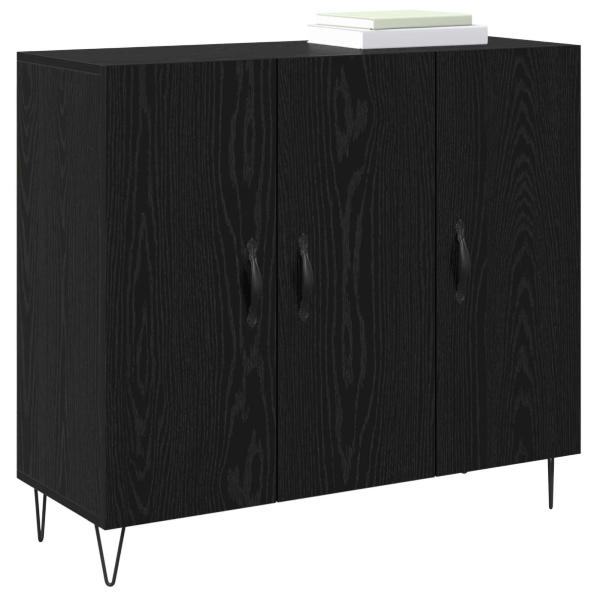 vidaXL Πλαϊνό γραφείο Μαύρη Οξυά 90 x 32,5 x 80 εκ Επεξεργασμένο Ξύλο