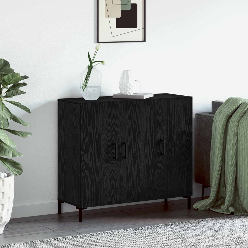 vidaXL Πλαϊνό γραφείο Μαύρη Οξυά 90 x 34 x 80 εκ. Επεξεργασμένο Ξύλο