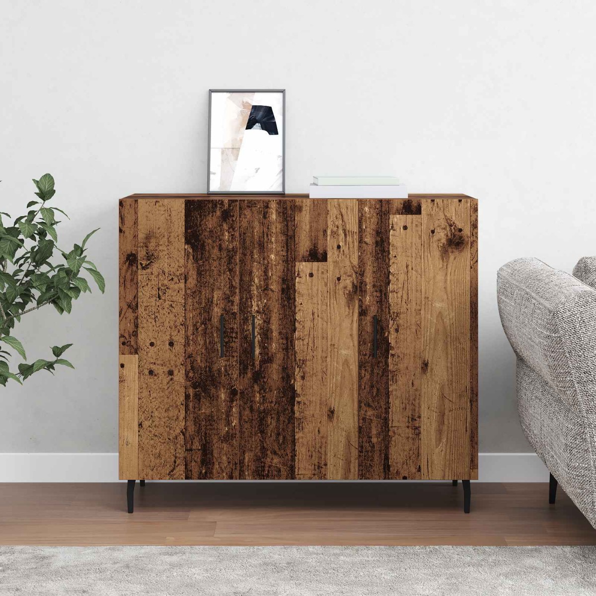vidaXL Πλαϊνό γραφείο Παλιό ξύλο 90 x 34 x 80 εκ. Επεξεργασμένο Ξύλο