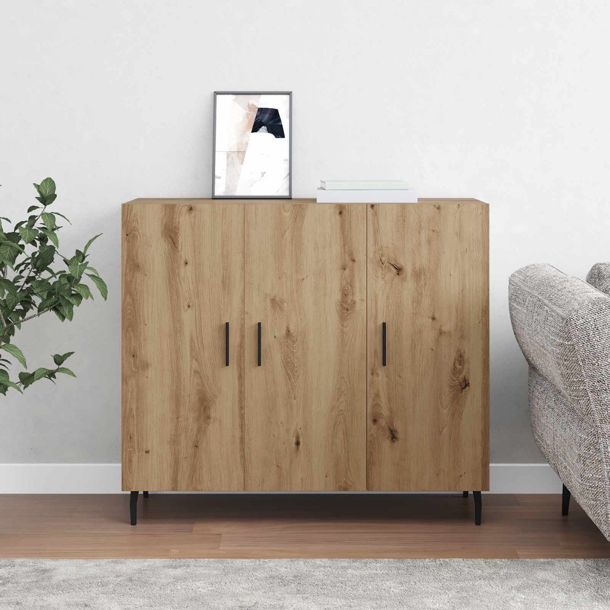 vidaXL Πλαϊνό γραφείο Artisan Oak 90 x 34 x 80 εκ. Επεξεργασμένο Ξύλο