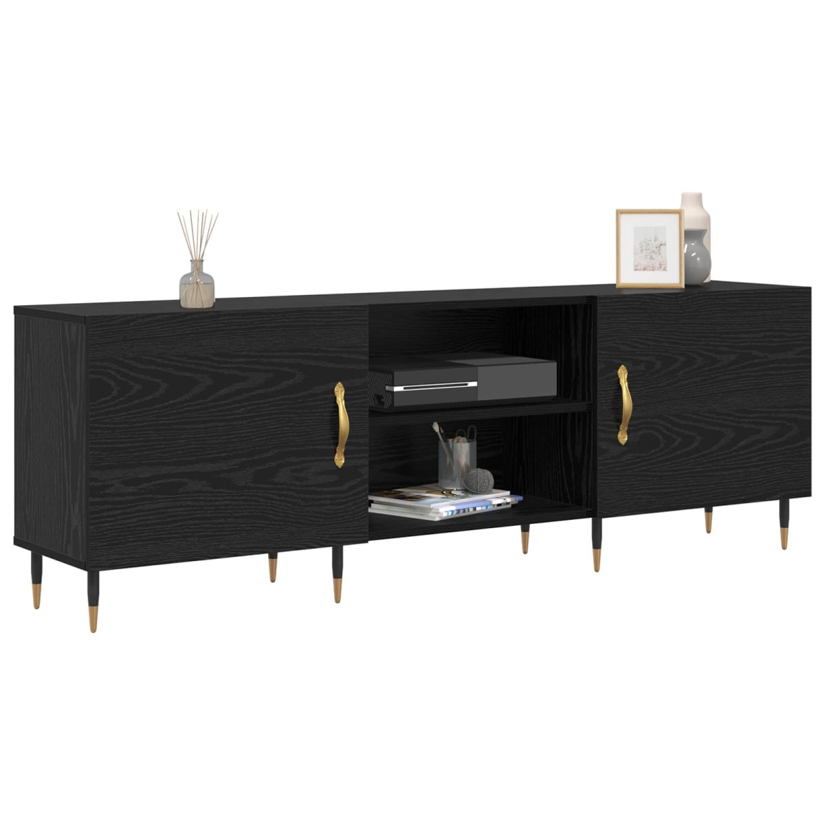 vidaXL Ντουλάπι TV 150 x 30 x 50 cm Μαύρη δρυς Επεξεργασμένο ξύλο
