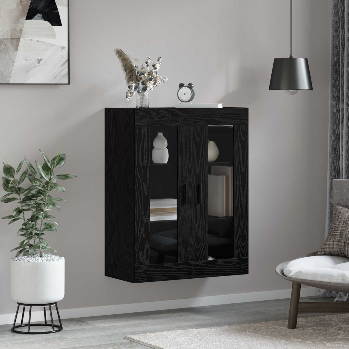 vidaXL Επιτοίχιο ντουλάπι Μαύρο 69,5 x 34 x 90 εκ. Επεξεργασμένο Ξύλο
