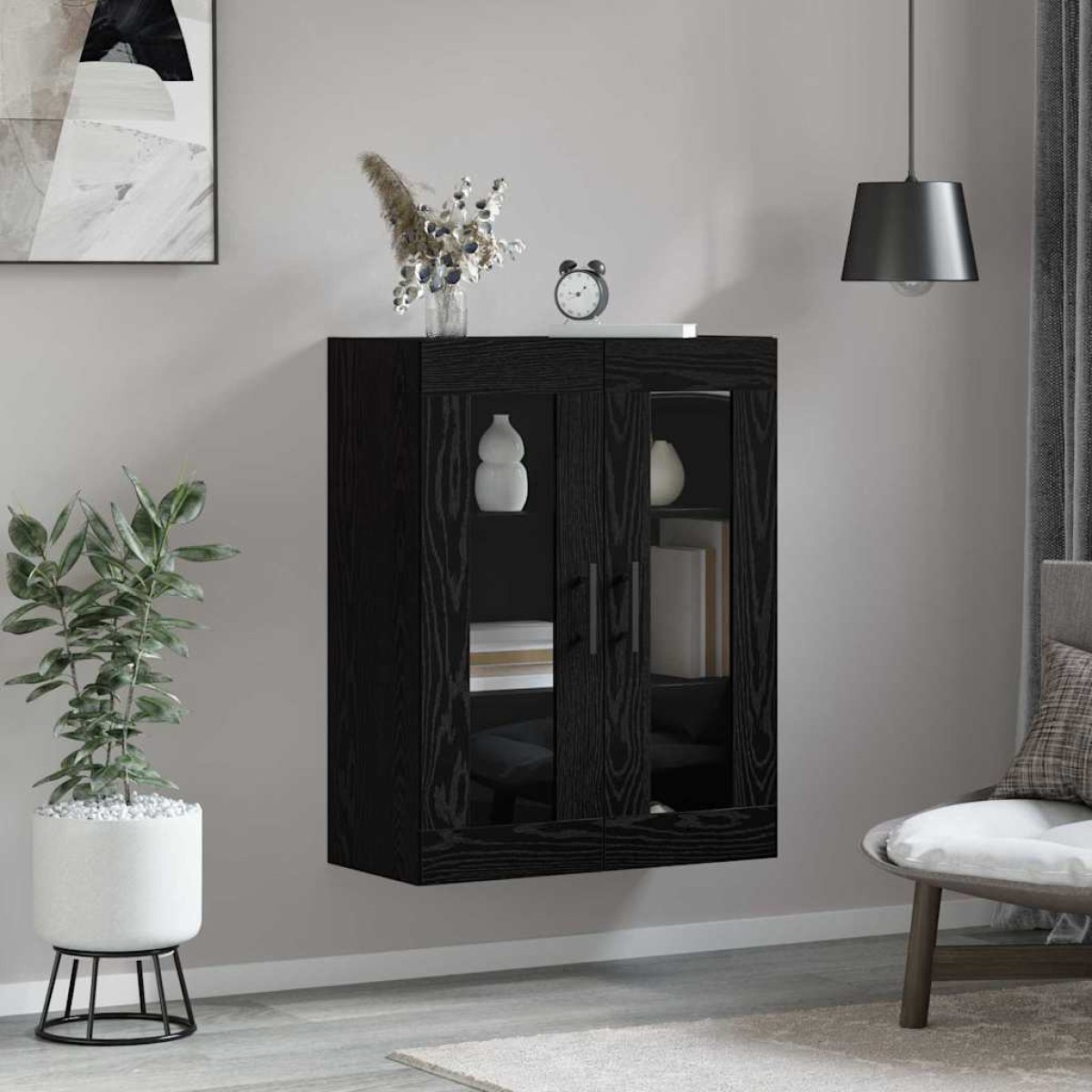 vidaXL Επιτοίχιο ντουλάπι Μαύρη δρυς 69.5 x 34 x 90 εκ.
