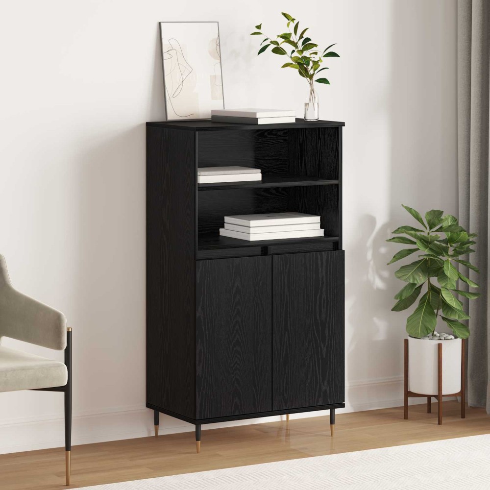 vidaXL Highboard Μαύρο 60 x 36 x 110 εκ. Επεξεργασμένο Ξύλο