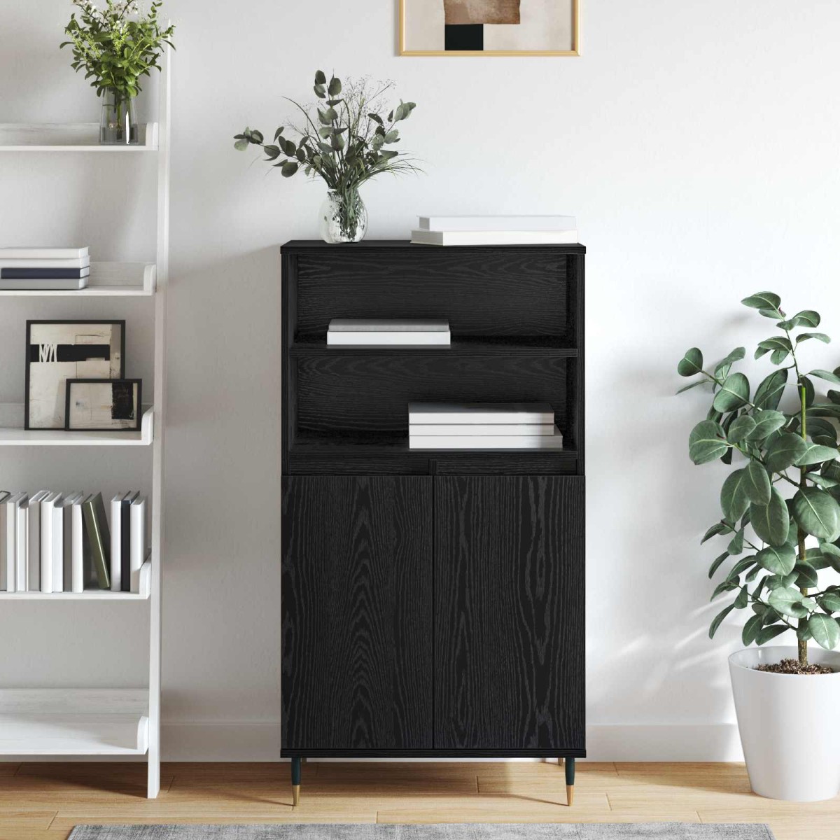 vidaXL Highboard Μαύρο 60 x 36 x 110 εκ. Επεξεργασμένο Ξύλο