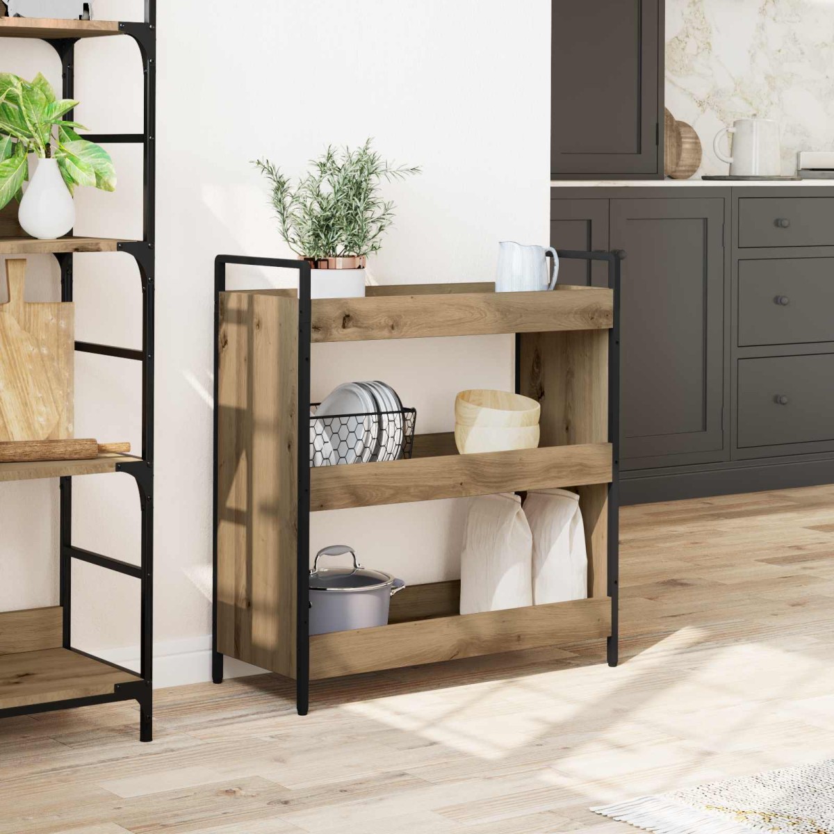 vidaXL Καρότσι Κουζίνας Artisan Oak 70 x 30 x 82 εκ Επεξεργασμένο Ξύλο
