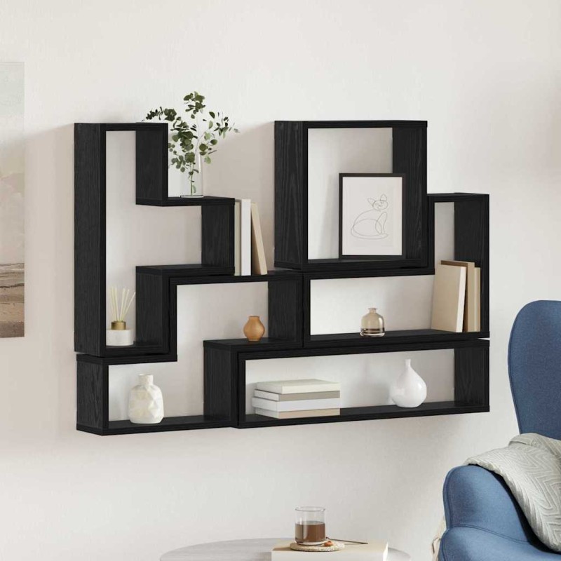 vidaXL Ράφι Τοίχου Επιτοίχιο Μαύρη Οξυά 96 x 12 x 64 εκ.