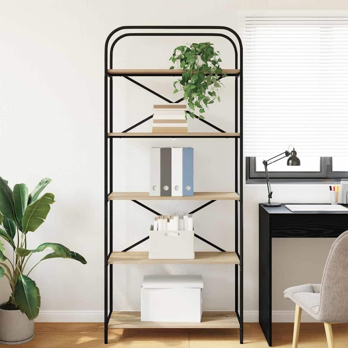 vidaXL Ράφι Βιβλίων 5 επιπέδων 80 x 30 x 183 εκ Επεξεργασμένο ξύλο