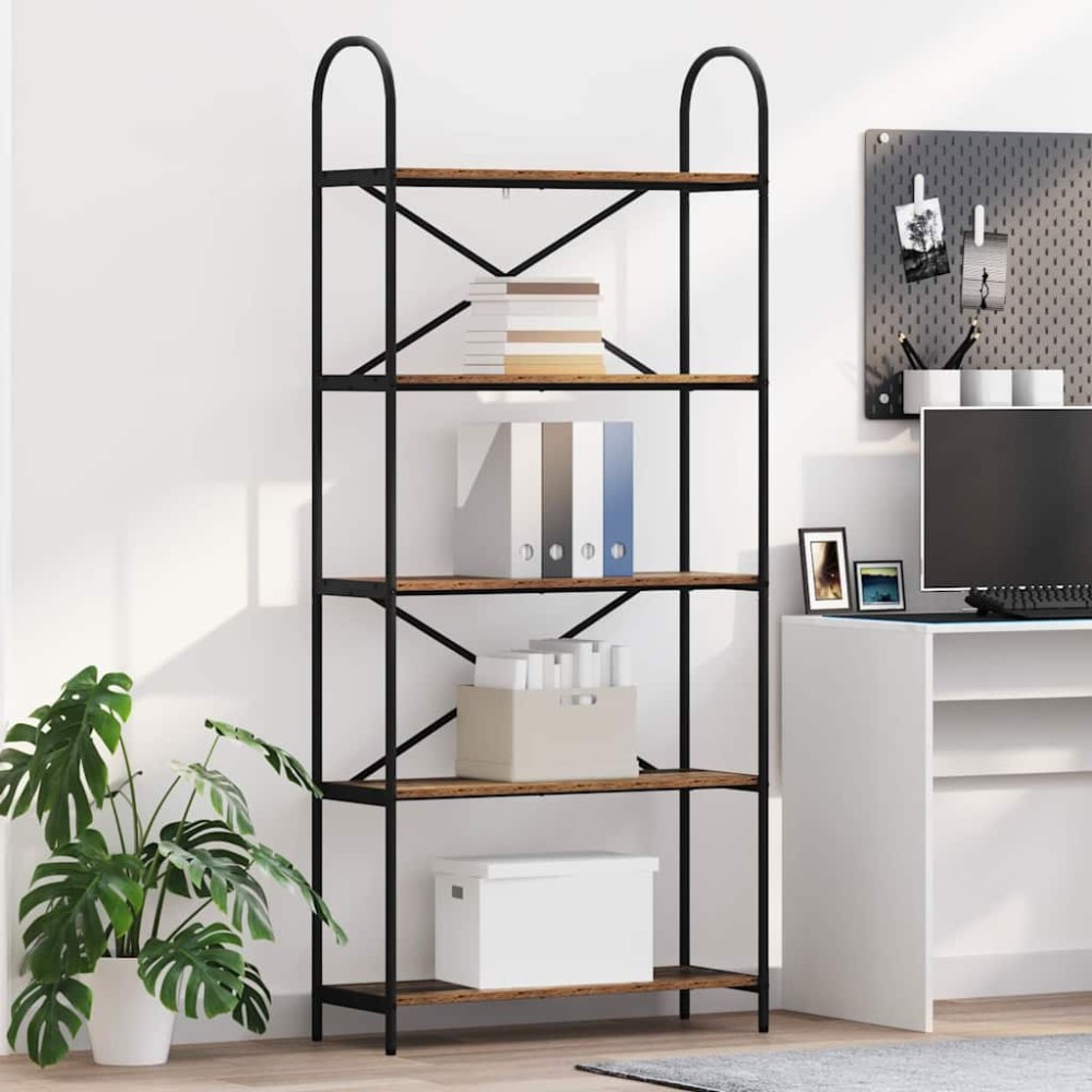 vidaXL Ράφι Βιβλίων 5 επιπέδων 80 x 30 x 183 εκ Επεξεργασμένο ξύλο