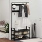 vidaXL Κρεμάστρα Μαύρη Δρυς 95 x 34 x 184 εκ Επεξεργασμένο ξύλο