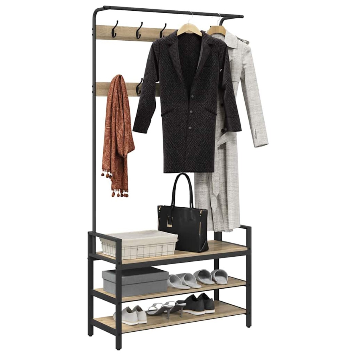 vidaXL Κρεμάστρα Sonoma Δρυς 95 x 34 x 184 εκ Επεξεργασμένο ξύλο