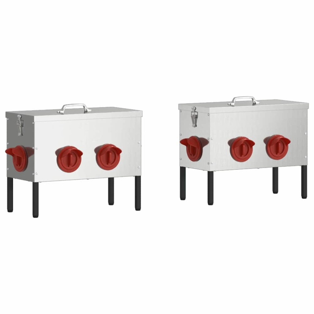 vidaXL Ταΐστρα κοτόπουλων 2 Ασημί 41,5 x 20,5 x 33 εκ 15 kg