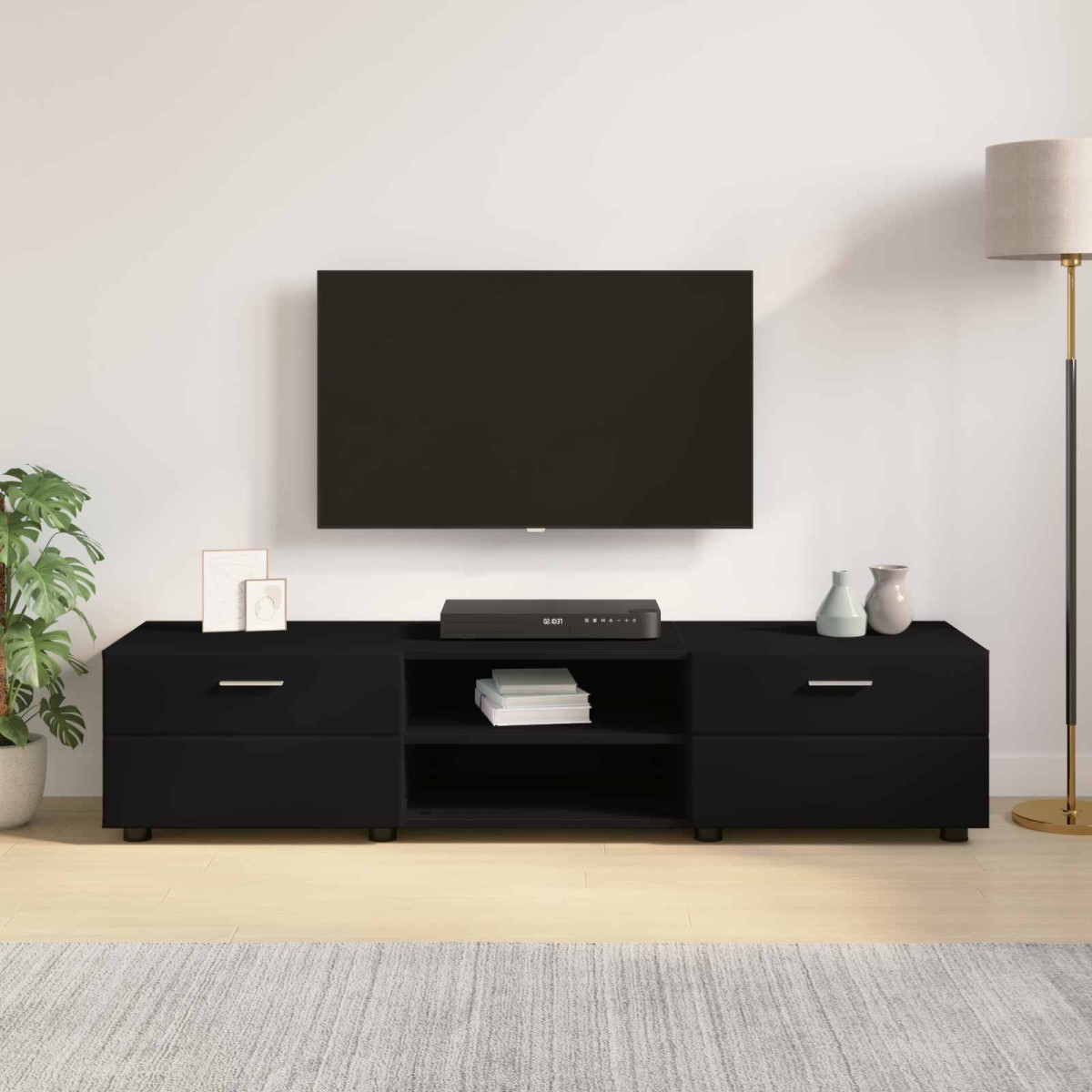 vidaXL Ξύλινο Ντουλάπι 150 x 39 x 30 εκ Μαύρο Επεξεργασμένο Ξύλο