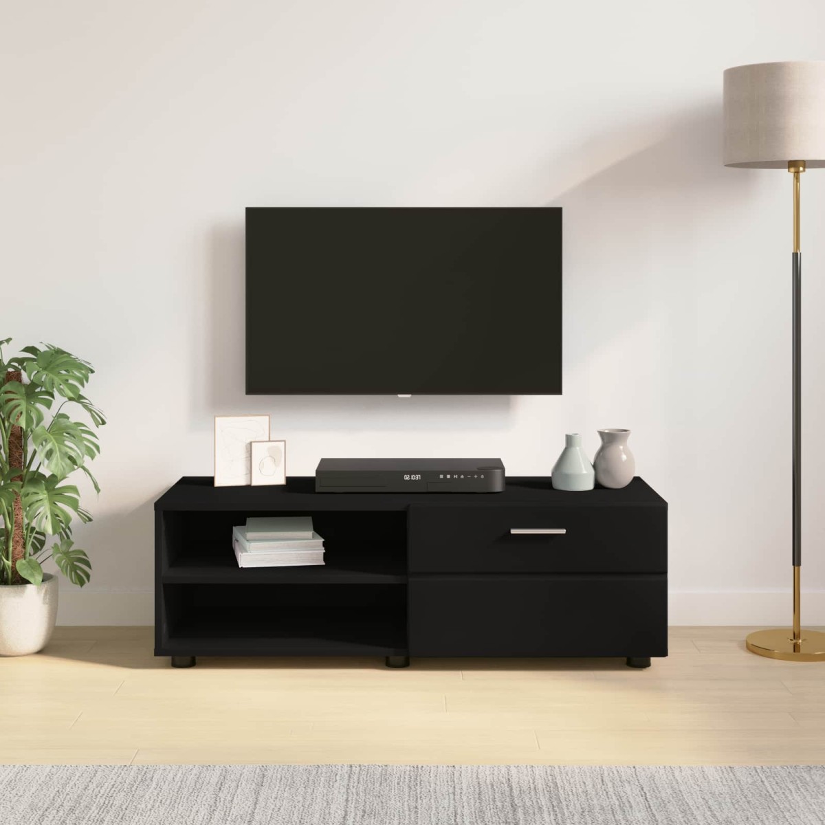 vidaXL Ξύλινο Ντουλάπι 100,5 x 39 x 30 εκ Μαύρο Επεξεργασμένο Ξύλο