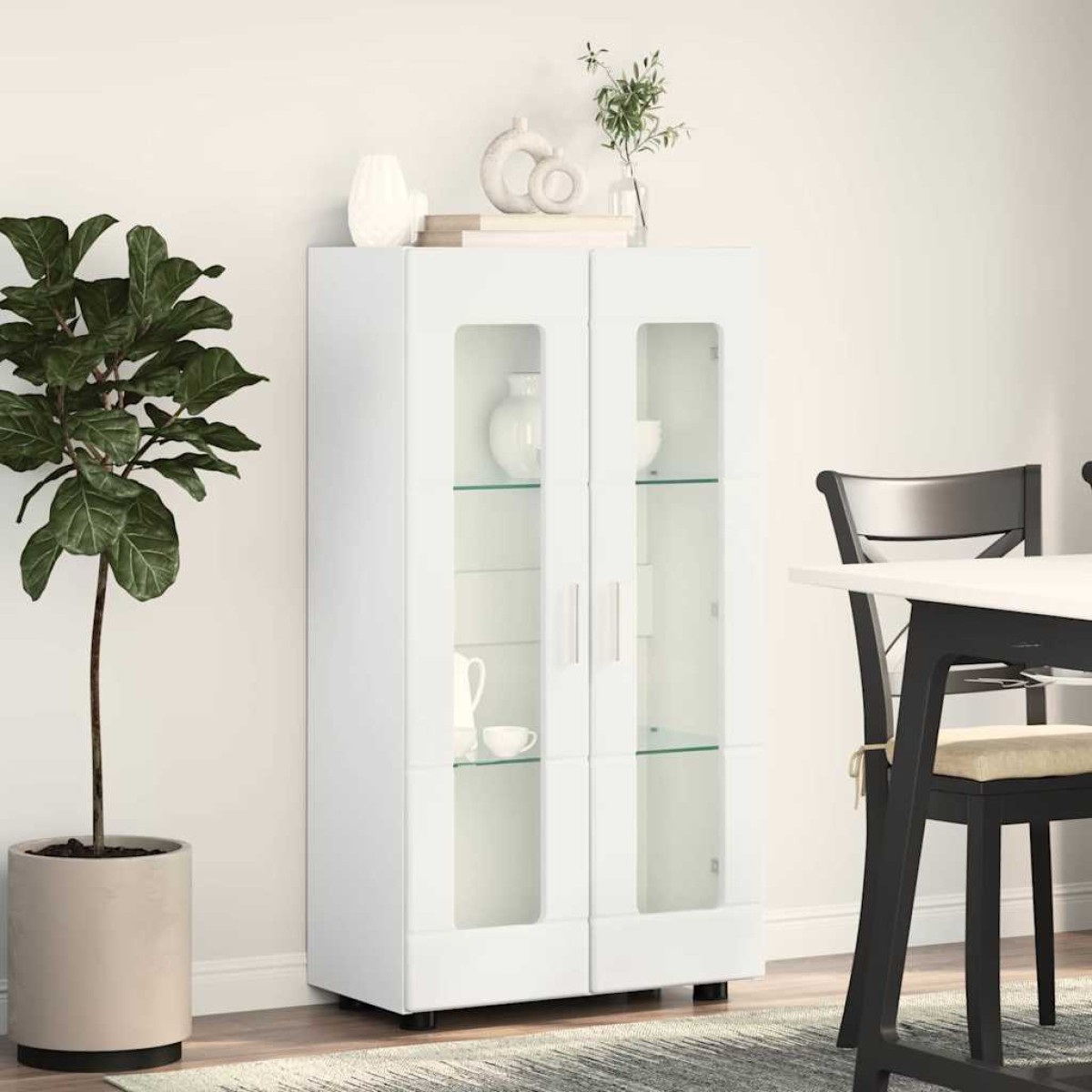 vidaXL Πλαϊνό γραφείο FLORIN 55,5 x 29 x 100 εκ Υψηλής γυαλάδας λευκό