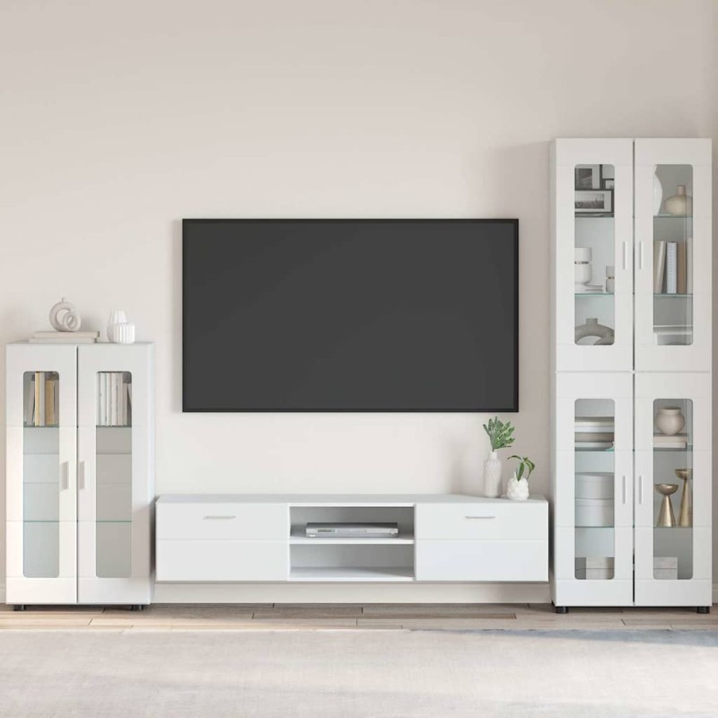 vidaXL Πλαϊνό γραφείο FLORIN 55,5 x 29 x 100 εκ Υψηλής γυαλάδας λευκό