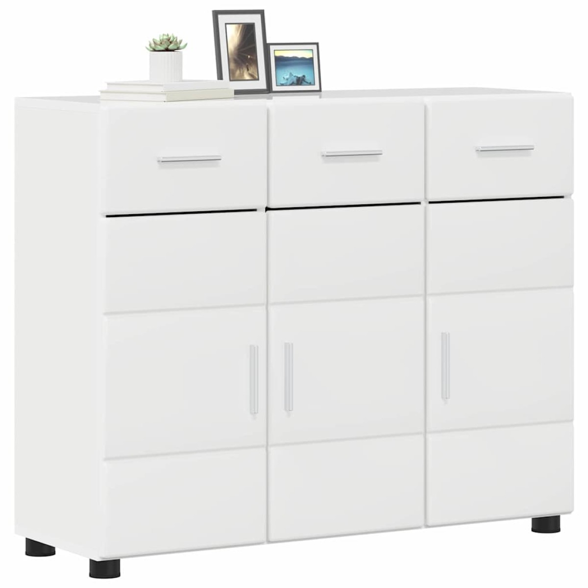 vidaXL Πλαϊνό γραφείο FLORIN 88,5 x 30,5 x 73 εκ Υψηλής γυαλάδας λευκό
