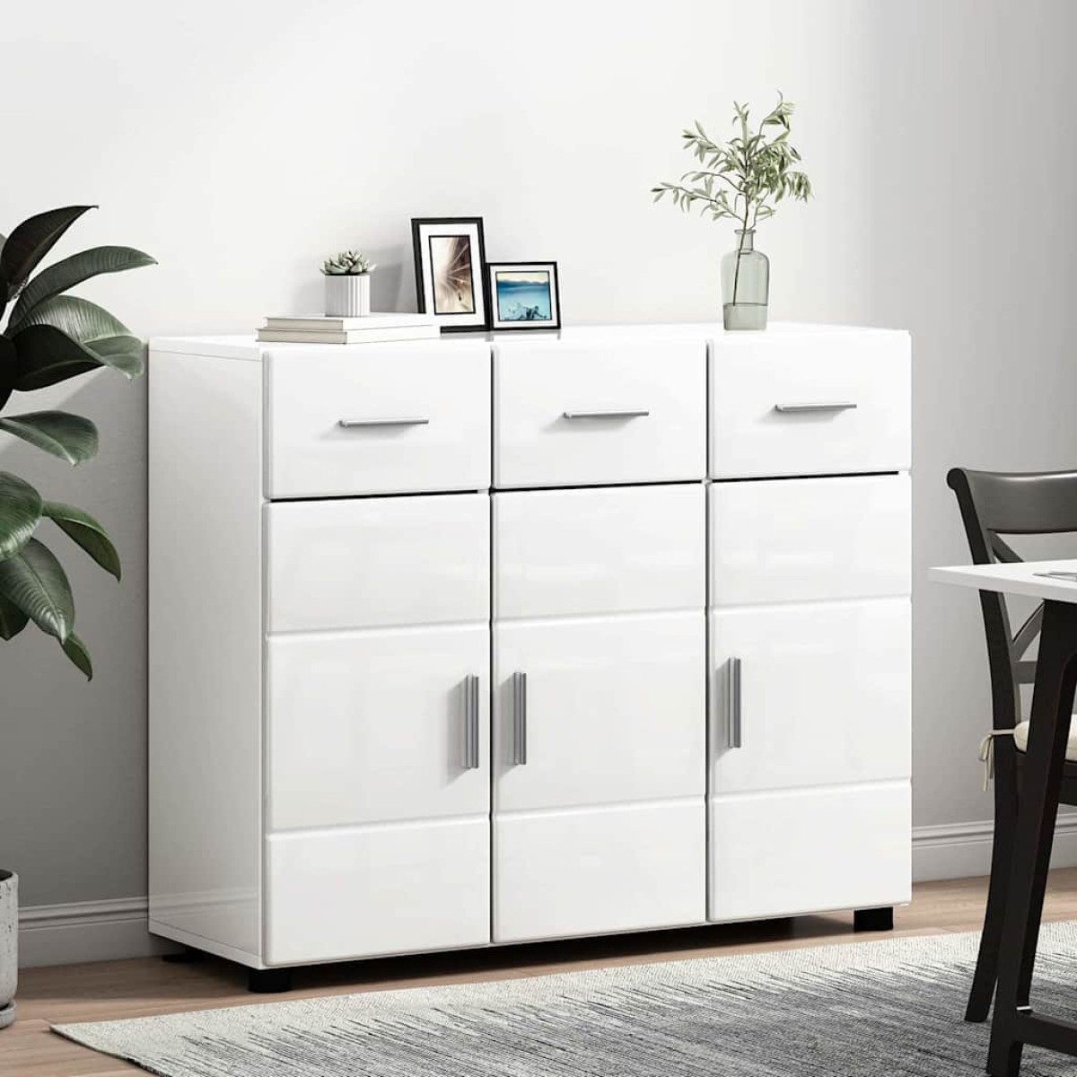vidaXL Πλαϊνό γραφείο FLORIN 88,5 x 30,5 x 73 εκ Υψηλής γυαλάδας λευκό
