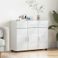 vidaXL Πλαϊνό γραφείο FLORIN 88,5 x 30,5 x 73 εκ Υψηλής γυαλάδας λευκό