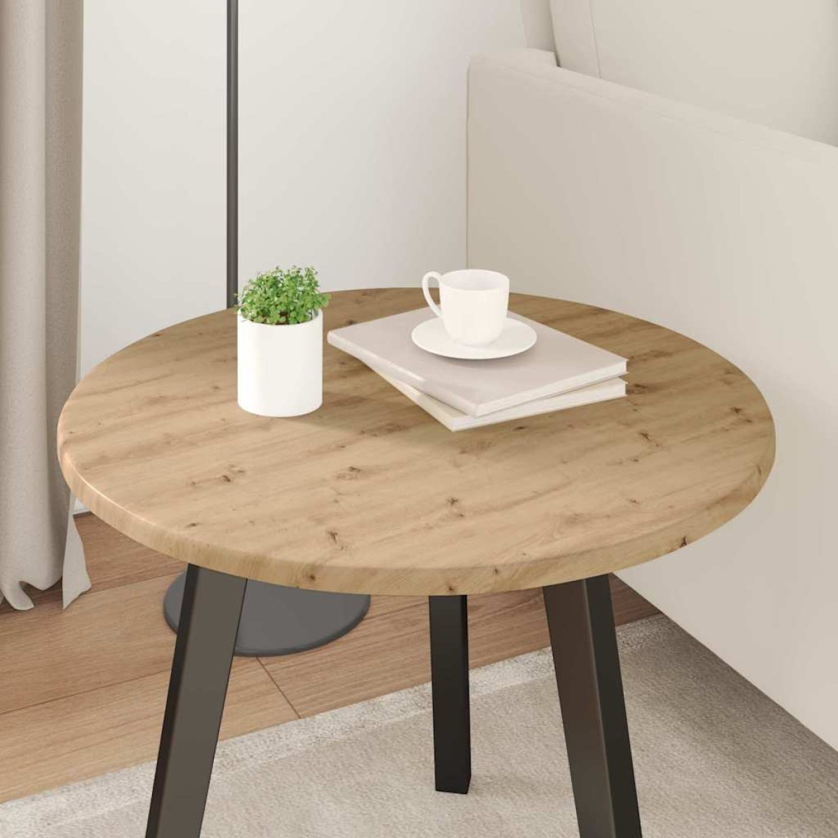 vidaXL Καπάκι τραπεζιού Ø 50 x 1,5 cm Γύρος Επεξεργασμένο Ξύλο
