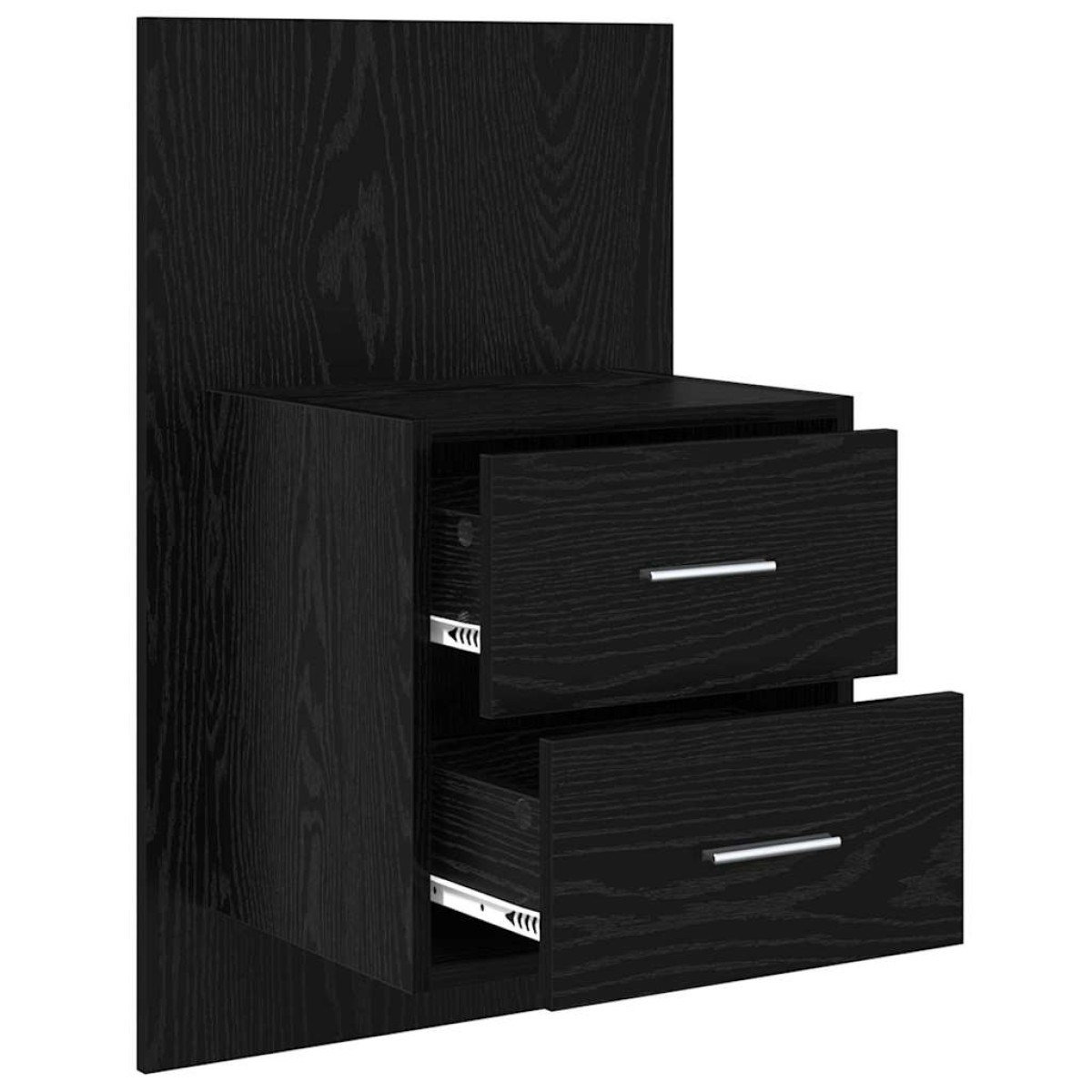 vidaXL Τοίχου κομοδίνο 2 τμχ. Μαύρη Οξυά 48,5 x 32,5 x 80 εκ