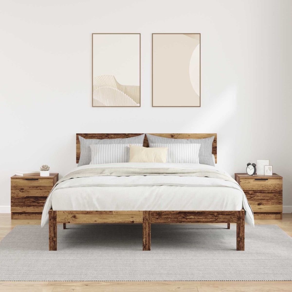 vidaXL Ντουλάπι κρεβατιού 2 τμχ. Παλιό ξύλο 40 x 39 x 40 εκ.