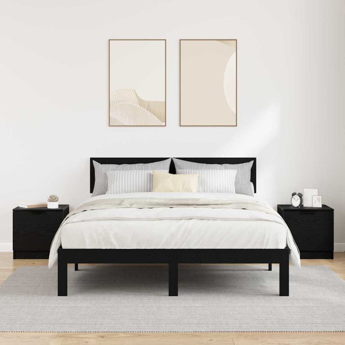 vidaXL Ντουλάπι κρεβατιού 2 τμχ. Μαύρη Οξυά 40 x 39 x 40 εκ.