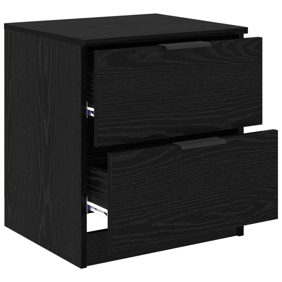 vidaXL Κομοδίνο 2 τμχ. Μαύρη Οξυά 45 x 39 x 50 εκ. Επεξεργασμένο Ξύλο