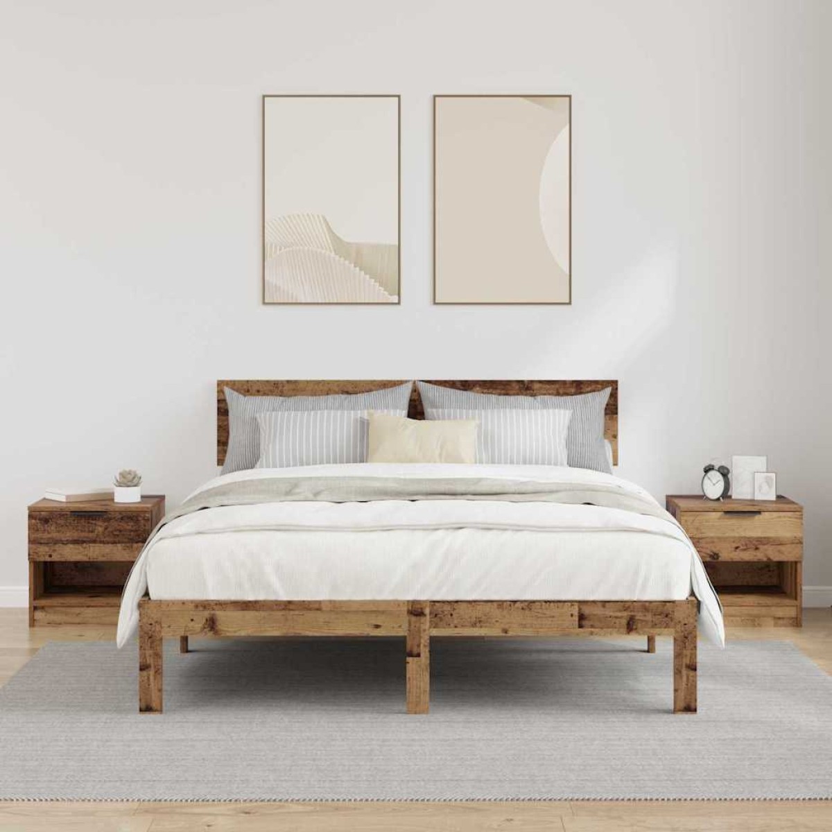 vidaXL Ντουλάπι κρεβατιού 2 τμχ. Παλιό ξύλο 40 x 39 x 40 εκ.