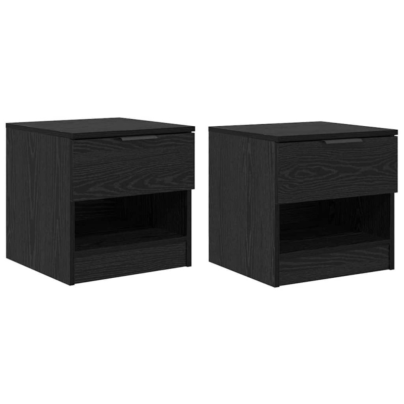 vidaXL Ντουλάπι κρεβατιού 2 τμχ. Μαύρη Οξυά 40 x 39 x 40 εκ.