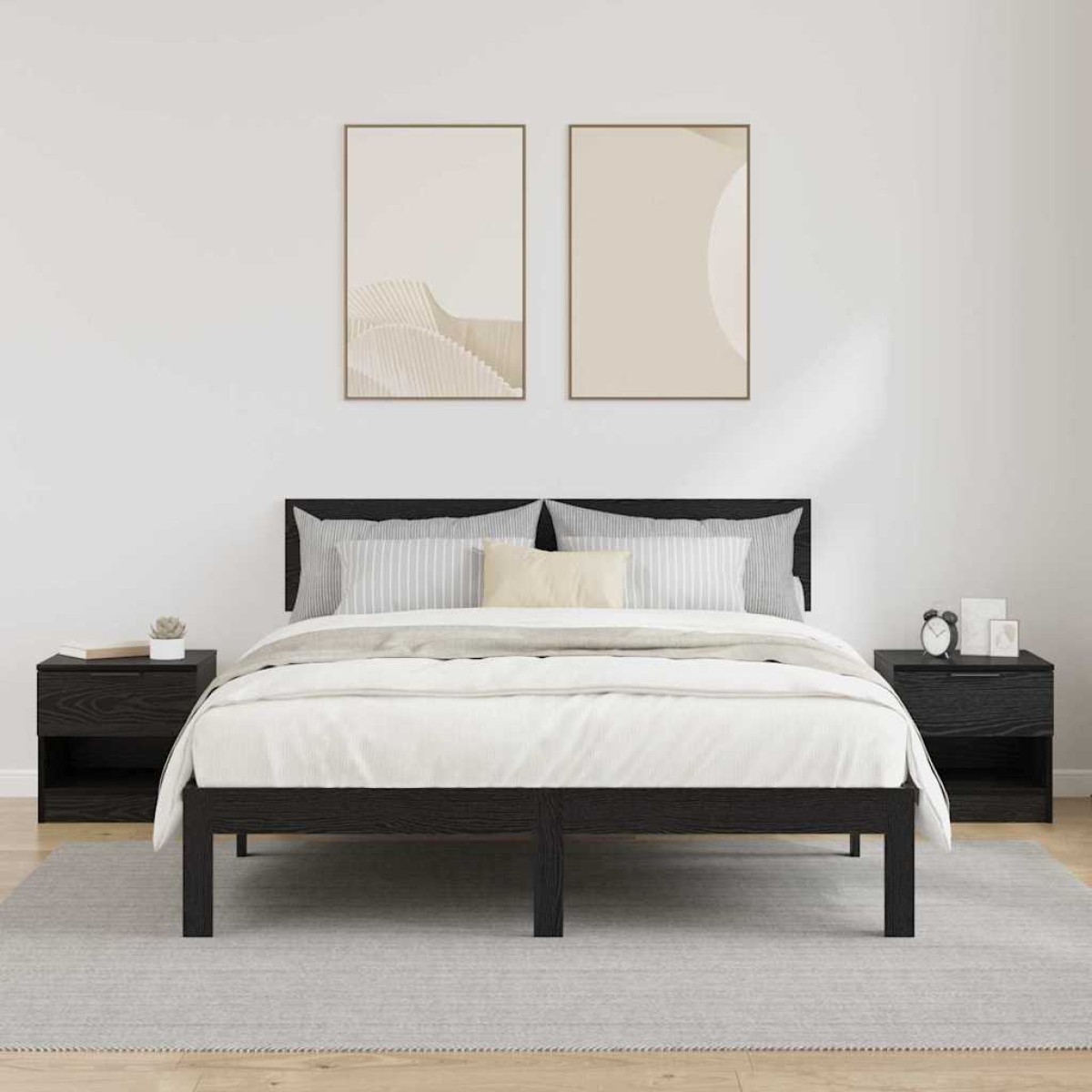 vidaXL Ντουλάπι κρεβατιού 2 τμχ. Μαύρη Οξυά 40 x 39 x 40 εκ.