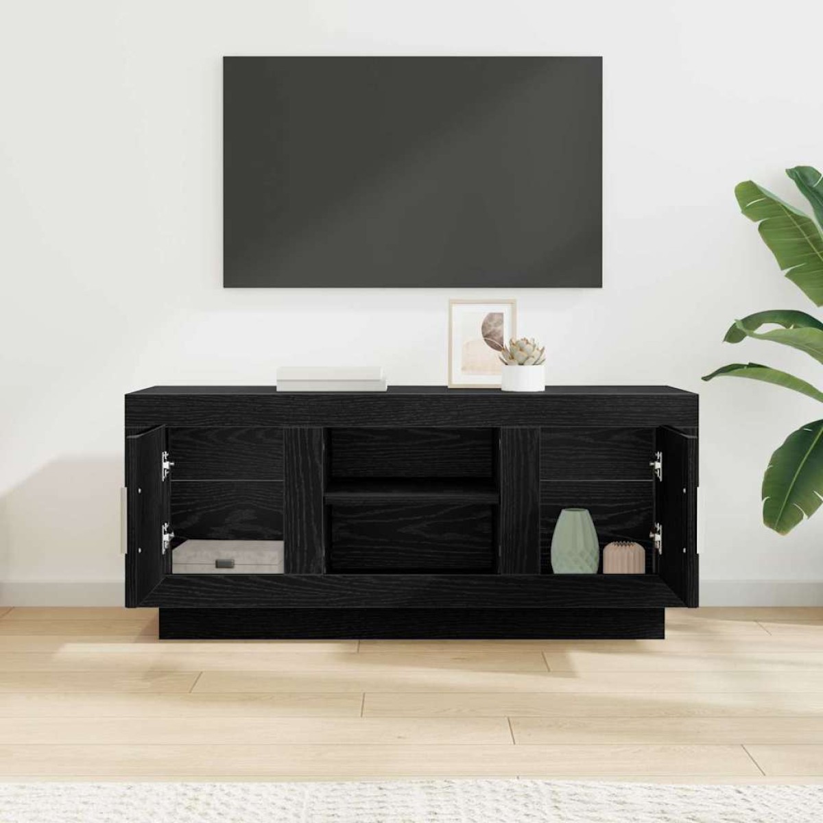 vidaXL Ντουλάπι TV 102 x 35 x 45 εκ. Μαύρη Οξυά Επεξεργασμένο Ξύλο