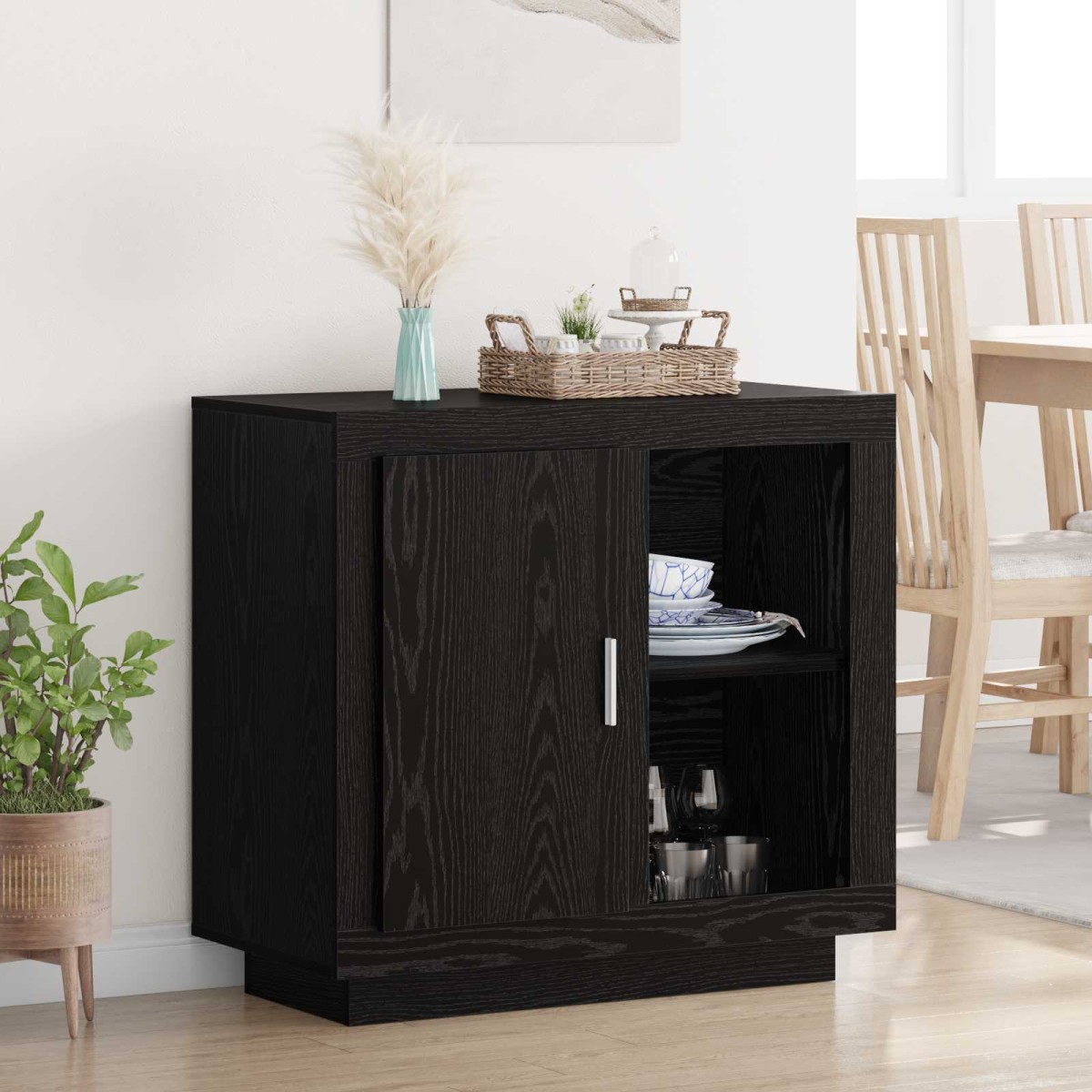 vidaXL Πλαϊνό γραφείο Μαύρη Οξυά 80 x 40 x 75 εκ. Επεξεργασμένο Ξύλο