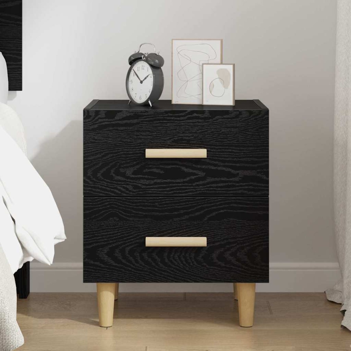 vidaXL Ντουλάπι κρεβατιού Μαύρη Οξυά 40 x 35 x 47.5cm