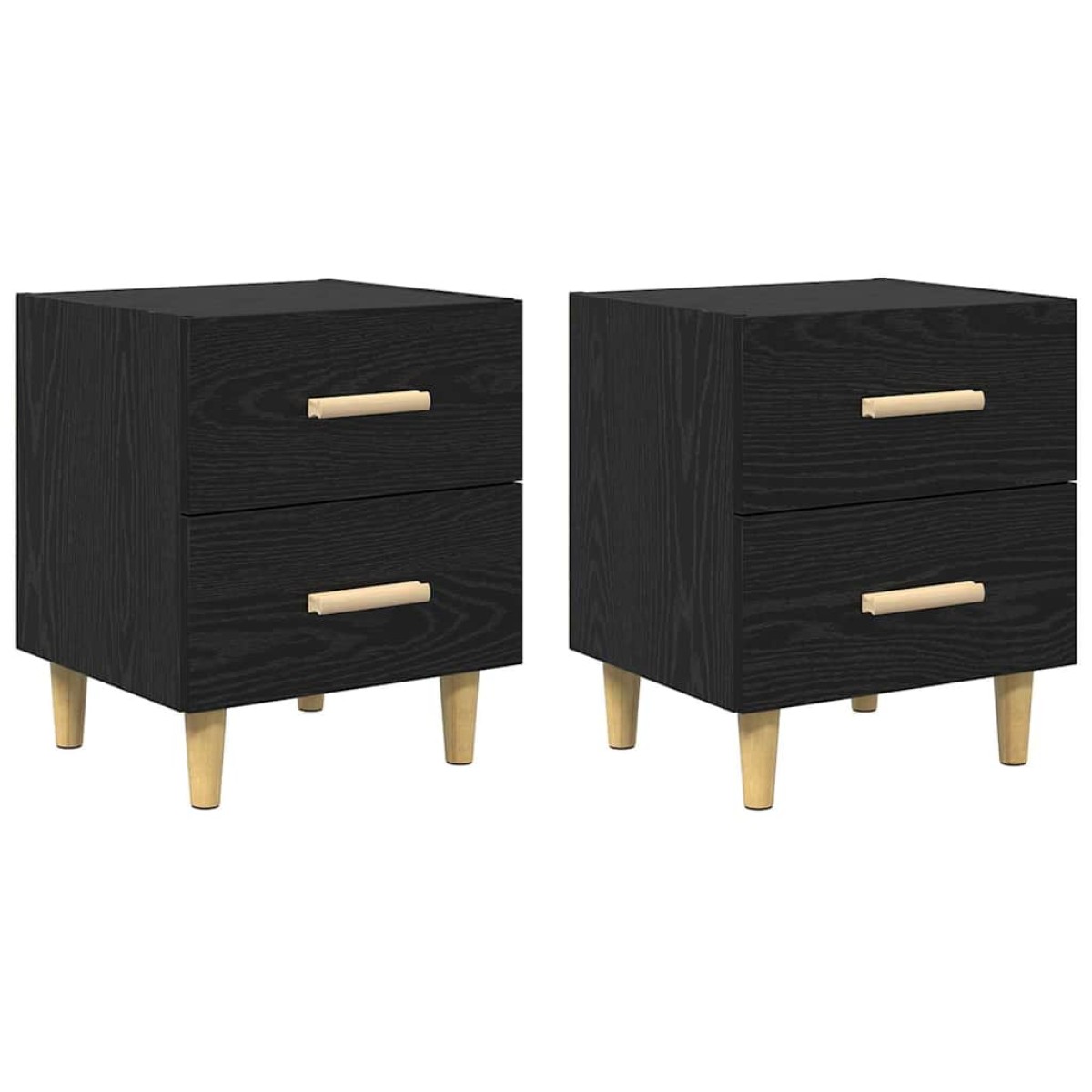 vidaXL Ντουλάπι κρεβατιού 2 τμχ. Μαύρη Οξυά 40 x 35 x 47.5cm