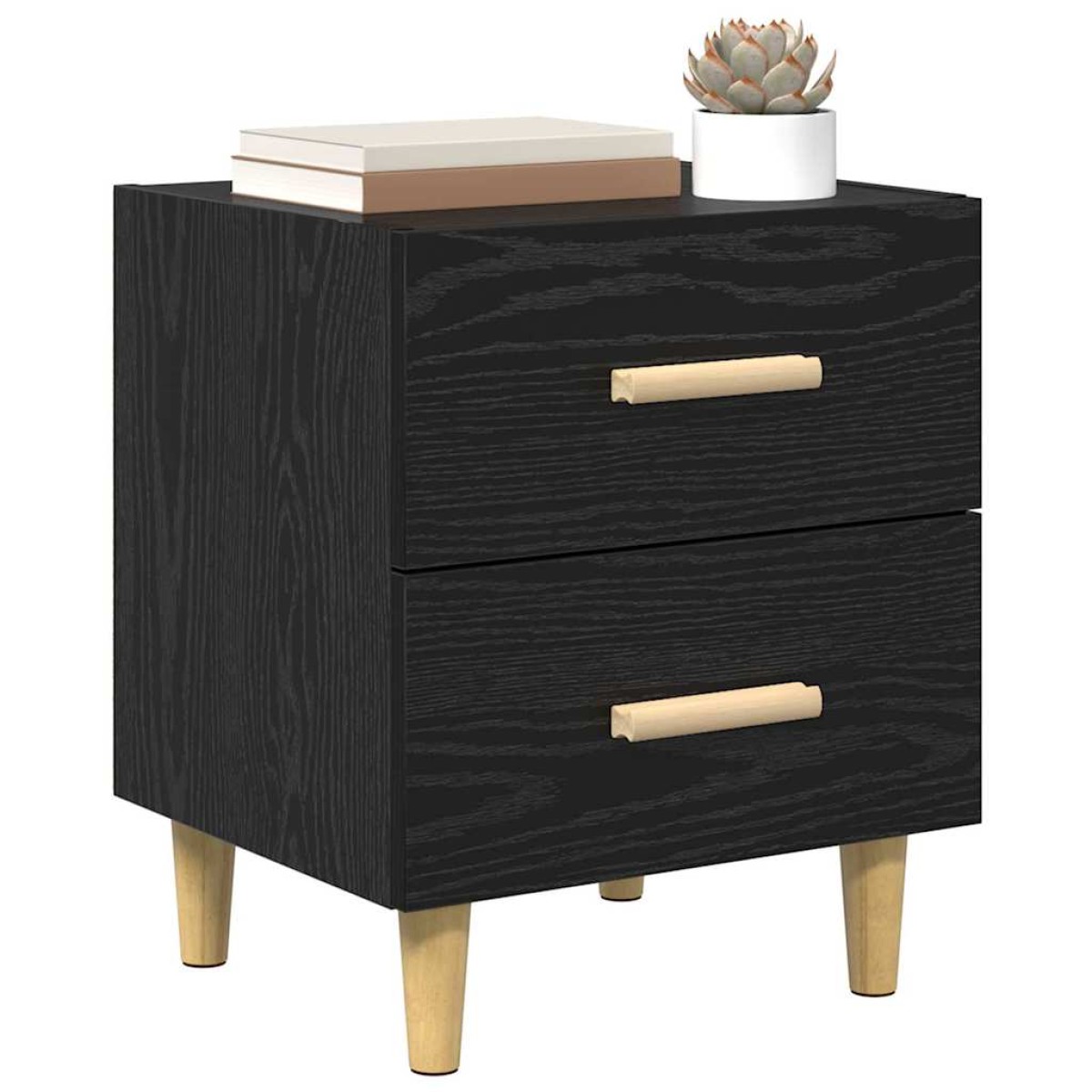 vidaXL Ντουλάπι κρεβατιού 2 τμχ. Μαύρη Οξυά 40 x 35 x 47.5cm