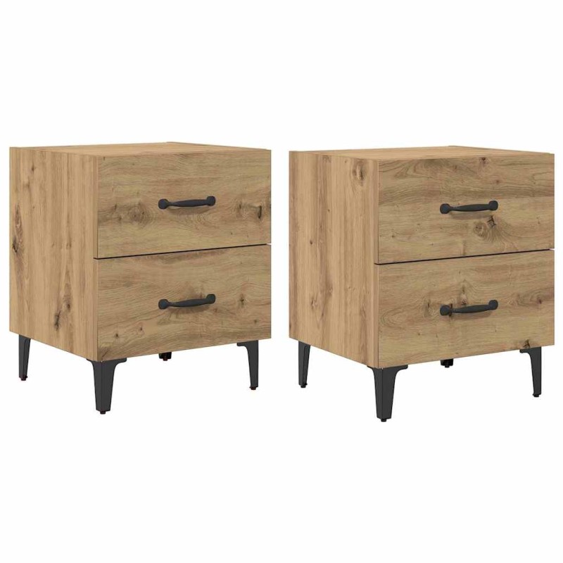 vidaXL Ντουλάπι κρεβατιού 2 τμχ. Artisan Oak 40 x 35 x 47,5 εκ