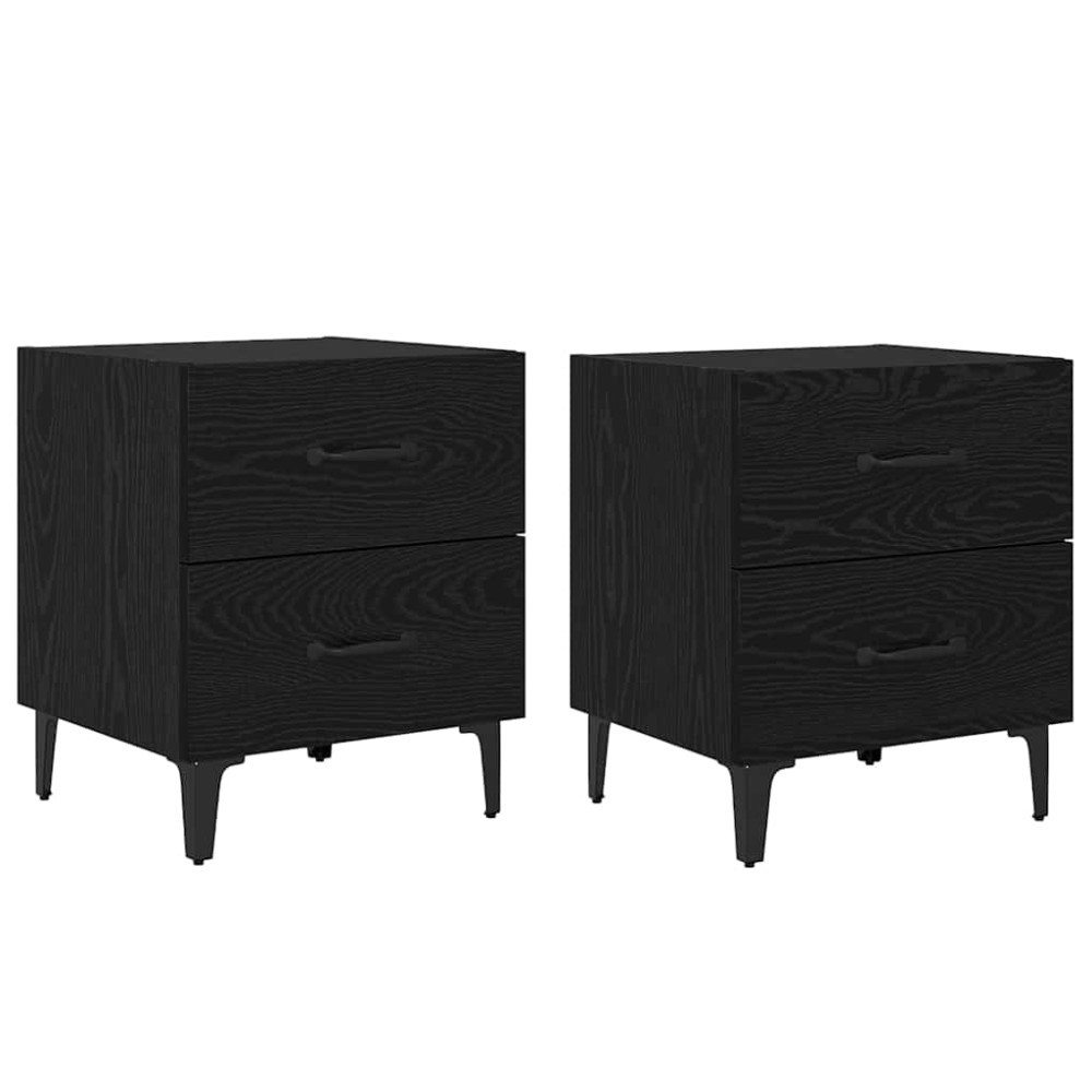 vidaXL Ντουλάπι κρεβατιού 2 τμχ. Μαύρη Οξυά 40 x 35 x 47,5 εκ